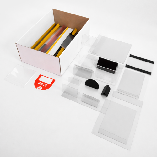 Sample box with our products. A selection focused on retail stores.