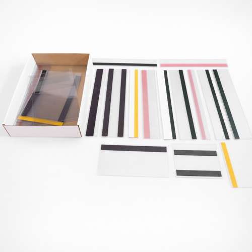Sample box with our products. A selection focused on warehouse racking, industry and production.