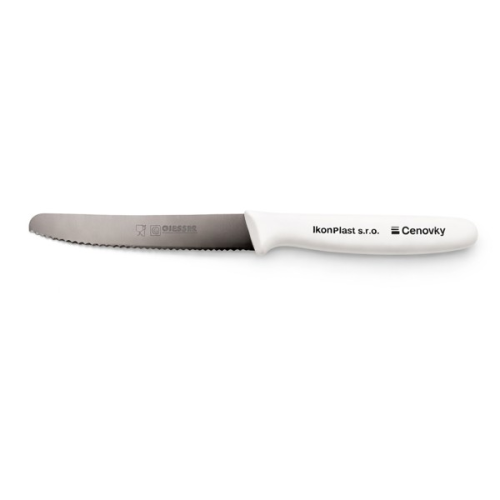 GIESSER knife with 11 cm serrated blade and logo print.