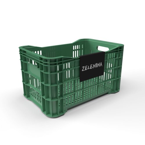 Hanging black labels for labelling fruit and vegetables in transport boxes. Can be marked with chalk markers